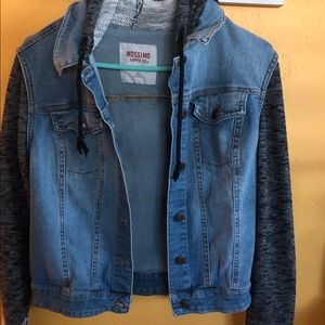 Girls partially denim hoodie